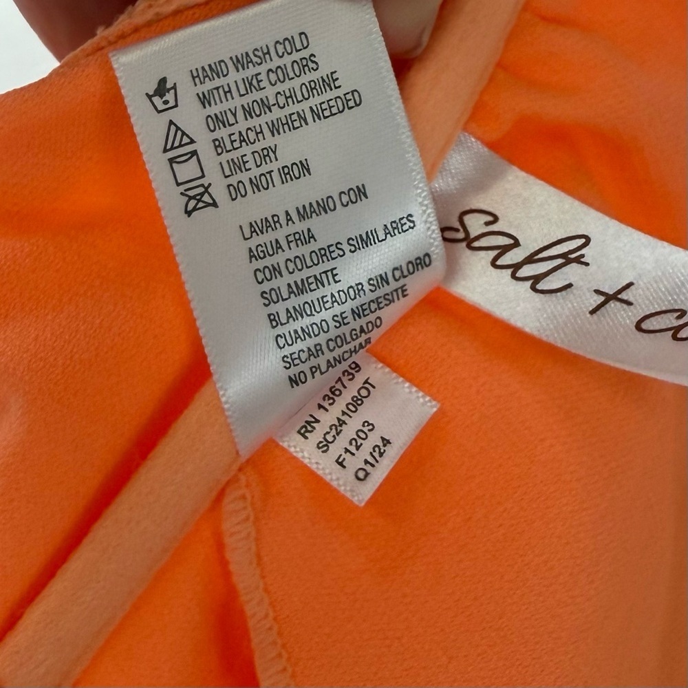 Salt + Cove Bikini Top Juniors Size XL Orange Ruffle Swim Tie Back NWT - Picture 6 of 8
